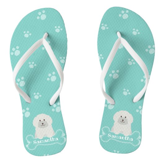 Mooie Pluizige Witte Poodle Puppy Hond Liefhebber Teenslippers (Voetbed)