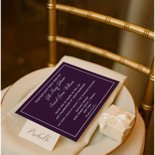 Mooie plum en grijs huwelijk kaart