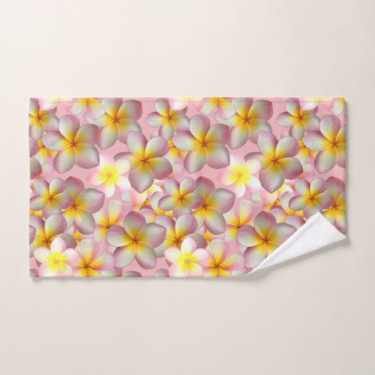 Mooie Plumeria Bloemen op Roze Badhanddoek Set Bad Handdoek (Handdoek)