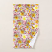 Mooie Plumeria Bloemen op Roze Badhanddoekenset Bad Handdoek (Handdoek)