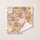 Mooie Plumeria Bloemen op Roze Badhanddoekenset Bad Handdoek (Wasdoekje)
