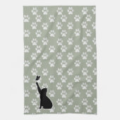 Mooie Poes Patroon Kat Jaagt op een vlinder Theedoek (Verticaal)