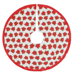 Mooie poinsettia bloempatroon op lichtbeige kerstboom rok