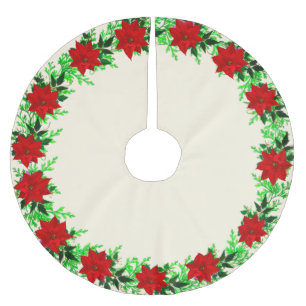 Mooie Poinsettia Flower Garland op Champagne Kerstboom Rok