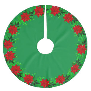 Mooie Poinsettia Flower Garland op groen Kerstboom Rok