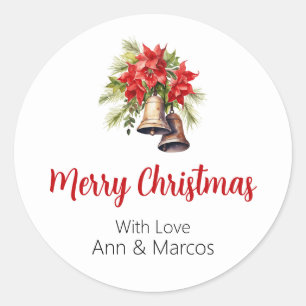 Mooie Poinsettias groen gebladerte Kerstmis Ronde Sticker