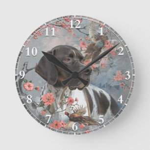 Mooie pointer met fazanten   ronde klok