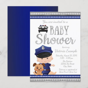Mooie politie baby shower uitnodiging