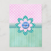 Mooie polka-stippen in zachte roze en blauwe strep briefkaart (Voorkant)