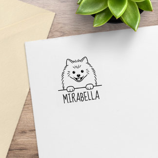 Mooie Pomeranian-hond Aangepaste naam 1x1 Rubberstempel