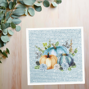 Mooie Pompoen Blauwe Thanksgiving Aquarel  Servet