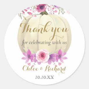 Mooie Pompoen Bloem Roze Baby Shower Bedankt Cla Ronde Sticker