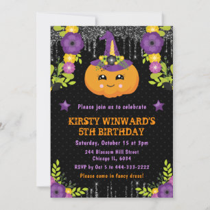 Mooie Pompoen Bloemige Halloween Verjaardag Kaart