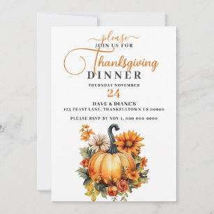 Mooie Pompoen & Herfst Bloemen Thanksgiving Kaart