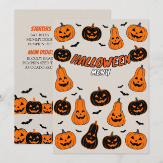 Mooie Pompoen Patroon Halloween Feest Menu Kaart