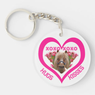 Mooie pony in roze Valentijnsdag Sleutelhanger
