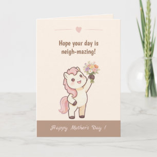 Mooie pony verrassende dag Moederdag kaart
