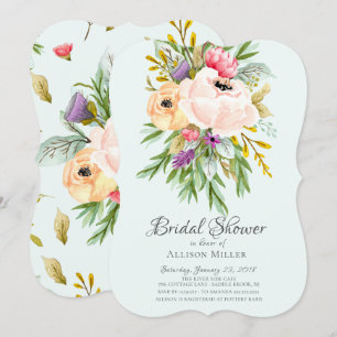 Mooie pony's Floral Bridal Shower-uitvindingen Kaart