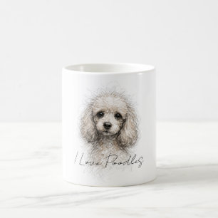 Mooie Poodle Lijntekening, Bekerontwerp - Poodle L Koffiemok