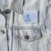 Mooie poolvos vierkante button 5,1 cm (In situ)