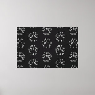 Mooie pootafdruk dier hondenliefhebber witte lijn canvas afdruk