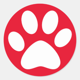 Mooie pootafdruk huisdier kat hond eenvoudig wit r ronde sticker