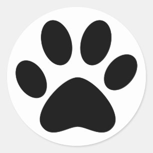 Mooie pootafdruk huisdier kat hond eenvoudig zwart ronde sticker