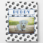 Mooie pootafdrukken Blauwe aandenken huisdier hond Fotoplaat (Voorkant)