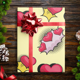 Mooie Pop Art Love Harten Inpakpapier