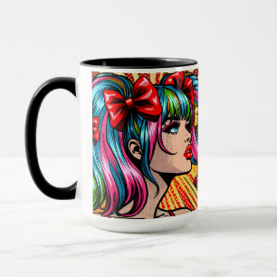 Mooie Pop Art stripfiguur met strikken Mok