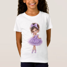 Mooie pop paarse jurk meisjes T-shirt