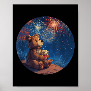 Mooie popcorn vuurwerk kostuum met Schattige Beer Poster