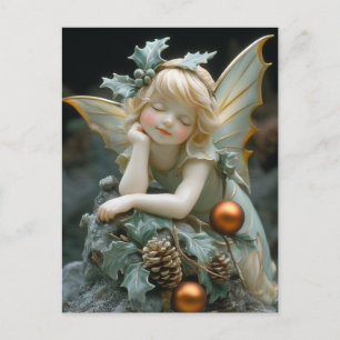 Mooie porseleinen Fairy Holly Pinecones Ornament Briefkaart
