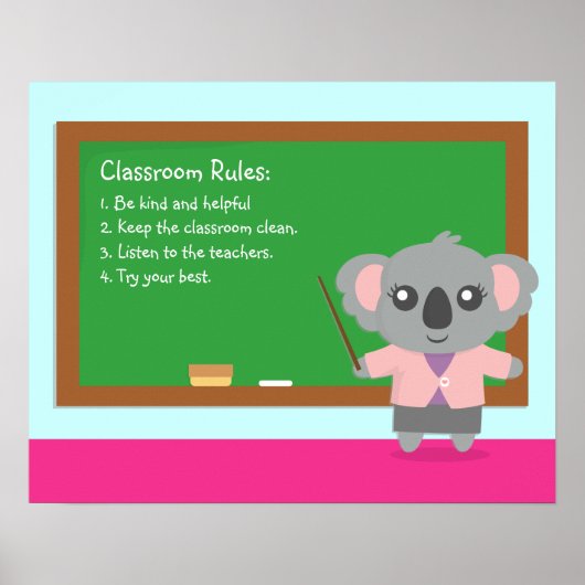 Mooie Poster met Klasregels voor Koala Beer Onderw (Voorkant)