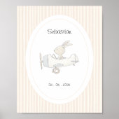Mooie Poster met Naam en Datum voor Piloot Konijn  (Voorkant)