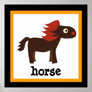 Mooie Poster met Paard Safari Dieren Baby Kinderen