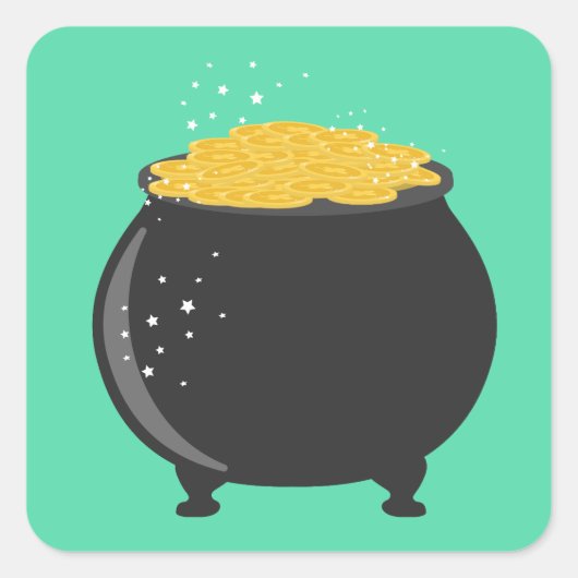 Mooie pot goud vierkante sticker (Voorkant)