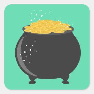 Mooie pot goud vierkante sticker