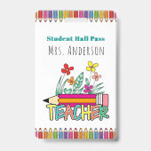 Mooie potloden hall pass voor studenten badge (Achterkant)