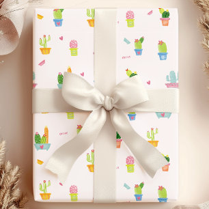 Mooie Potted Cactussen & Woestijnplantenpatroon Cadeaupapier