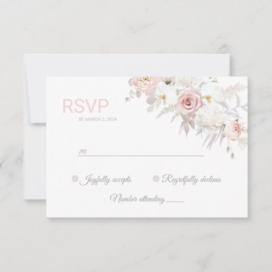 Mooie, prachtige, elegante Antwoordkaart RVSP  RSVP Kaartje (Voorkant)