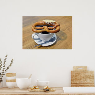 Mooie Pretzel met koffie Poster