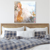 Mooie prinses bij kasteelraam canvas afdruk (Insitu (Slaapkamer))