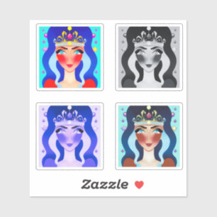 Mooie Prinses met Kroon 4 Beeld Bewerken AI Set Sticker