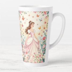 Mooie prinses met vlinders latte mok