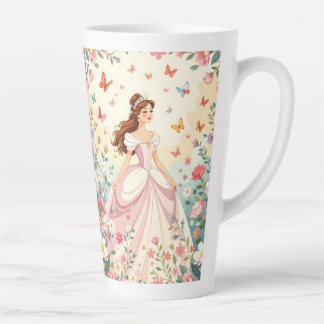 Mooie prinses met vlinders latte mok