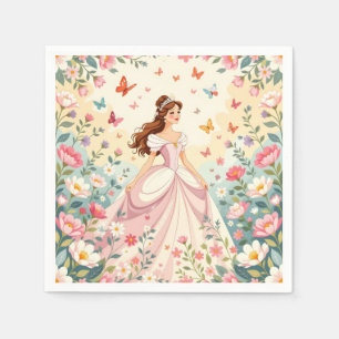 Mooie prinses met vlinders servet