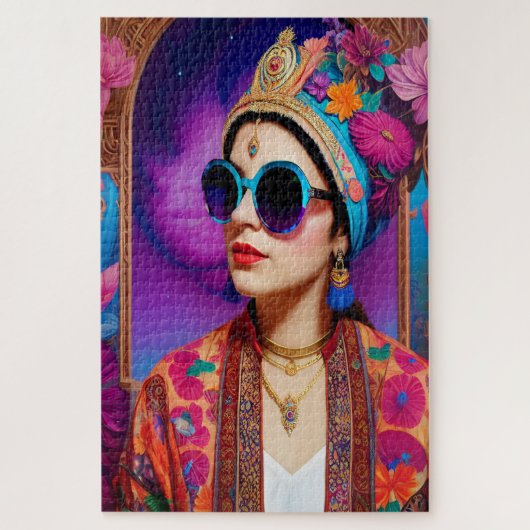 Mooie prinses met zonnebrillen legpuzzel (Verticaal)