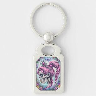 Mooie Prinses Schedel Metalen Sleutelhanger