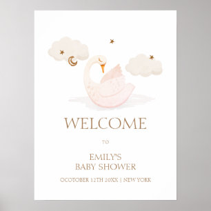 Mooie Prinses Zwaan Maan Ster Baby Shower Welkom Poster